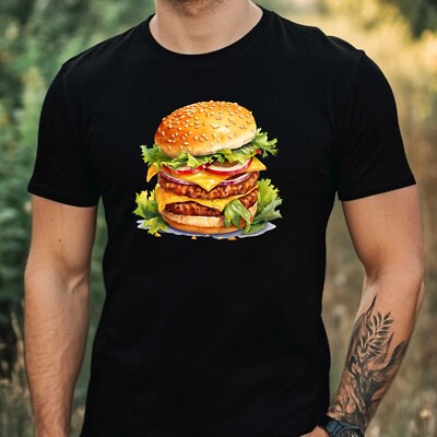 Herren T-Shirt  Aquarell Cheeseburger Motiv Baumwolle Größe XS bis 5XL