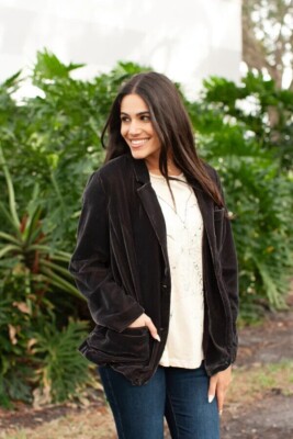 Kyla Karyn Seo Jasper Jacket Caite Top Small Vintage Charcoal NWT
