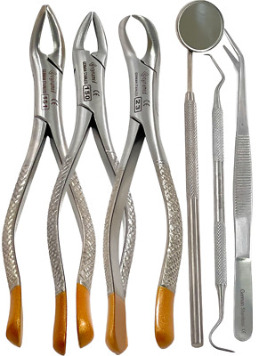 BASIC DENTAL SET +DENTAL EXTRACTING EXTRACTION FORCEPS #150+151+23 +DENTAL TOOLS