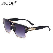 Men Designer Stylish Square Metal Sunglasses Fashion Square Gold Hip Hop Model