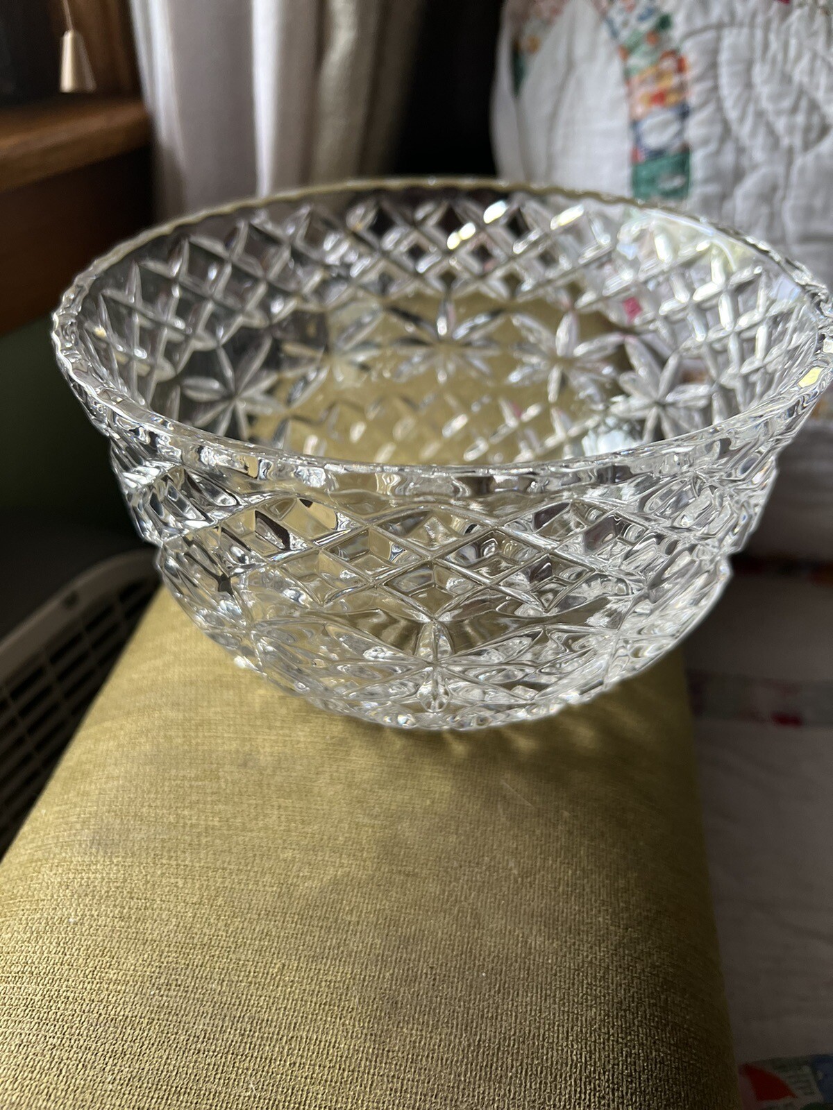 Crystal D Adriana Shamrock Lead Crystal Salad Serving Bowl 7 3/4x4 1/4