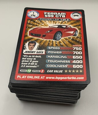 BBC Top Gear Turbo Challenge Series 1 Cards Complete Common Base Set - Mint