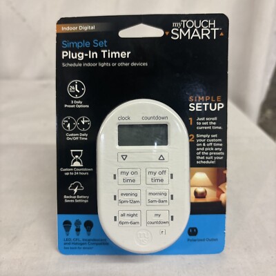 NEW My TouchSmart 26892 MyTouchSmart Indoor Plug-in Digital Timer 