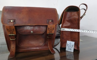 Motorcycle Panniers Brown Saddlebags 1Pair Leather Pouch Design By JMB 10''x13''