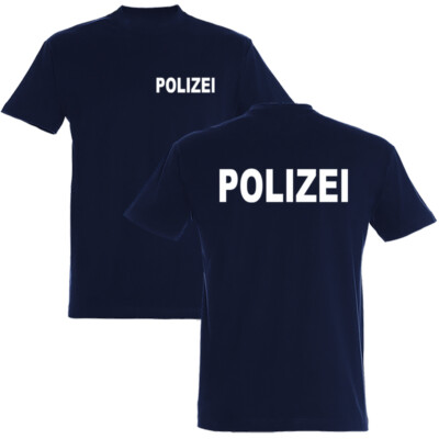 POLIZEI T-Shirt beidseitg bedruckt - Textilfarbe dunkelmarineblau  -