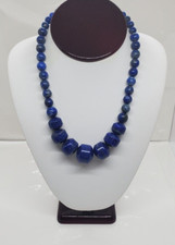 Vintage DTR Jay King Lapis Necklace Blue Graduated Sterling Silver Signed Heavy