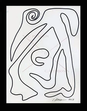 BLACK on WHITE #22 ORIGINAL ART DRAWING Modern Abstract Illustration C Peterson