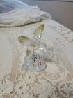 Fenton Iridescent Glass Hummingbird Hand Painted Flowers Signed 5066 WB