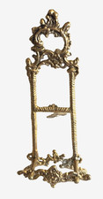 Vintage Ornate Solid Brass Easel Display Stand 9&rdquo; Plate Picture Frame Book  G4