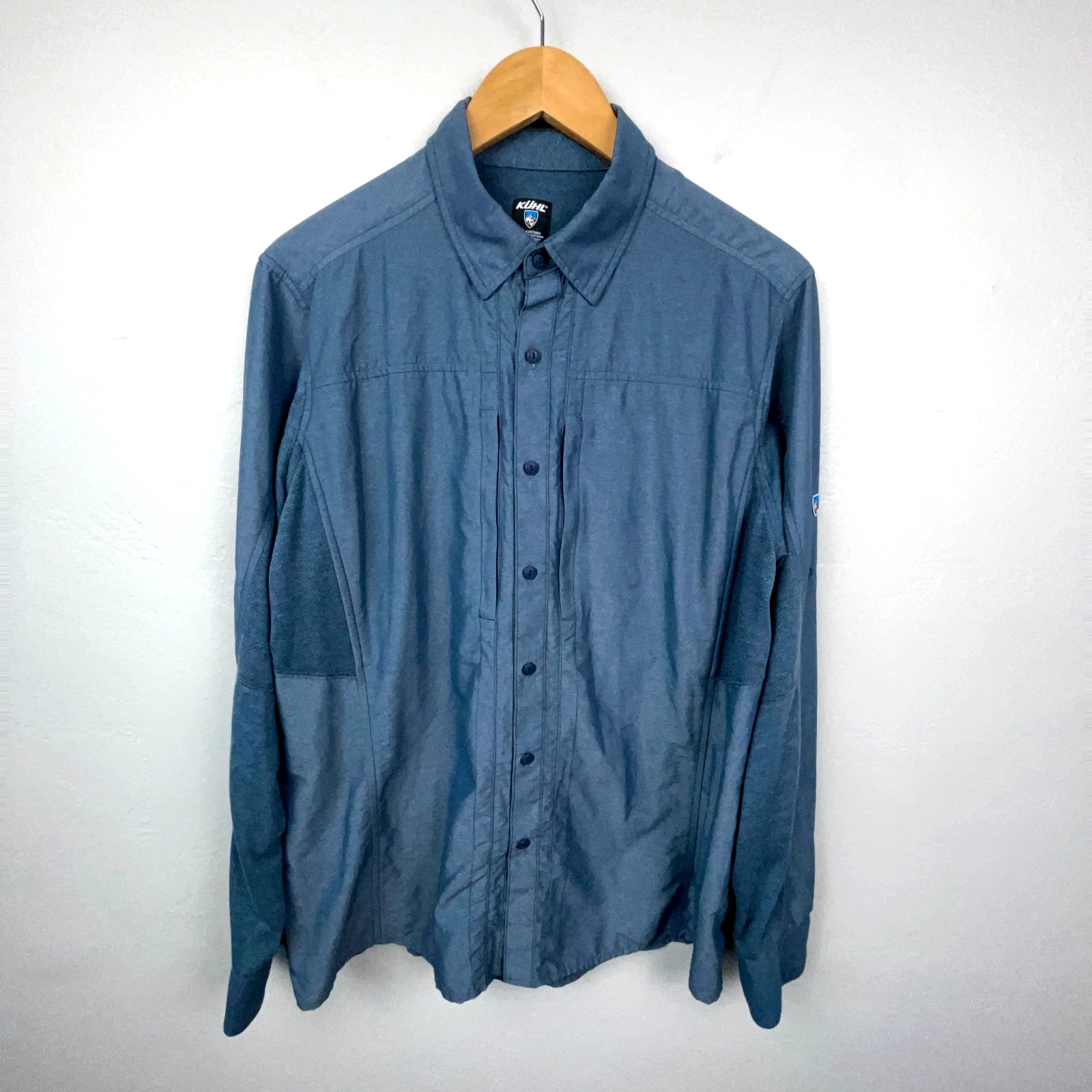 Kuhl Airspeed Long Sleeve Shirt Men Medium Blue Outdoor Hiking Fishing Vented