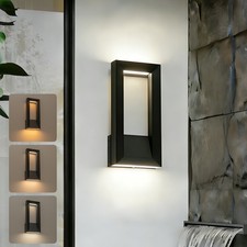 Modern Outdoor Wall Sconce, 3CCT Black Large LED Wall Lights, Dimmable for Patio
