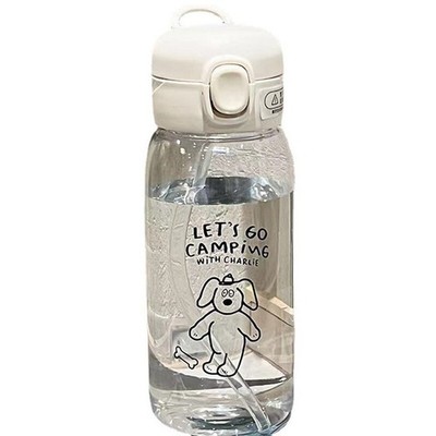 Kunststoff Trinkflasche Wasserbecher mit Strohhalm Kapazität Tragbar Fallfest4458