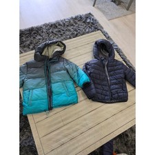 Boys Ombre Sherpa Lined Puffer and Navy Lightweight Jacket Bundle 3t boys