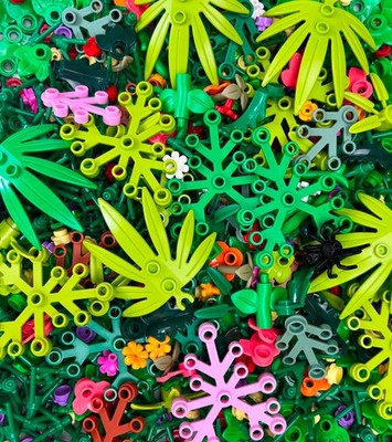 100x LEGO  Pflanzen Konvolut Blumen Gras Blätter Sträucher Pflanzenteile Blüten