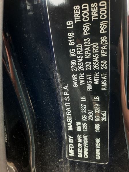19 2019 MASERATI LEVANTE OEM REAR QUARTER GLASS WINDOW DRIVER LEFT 