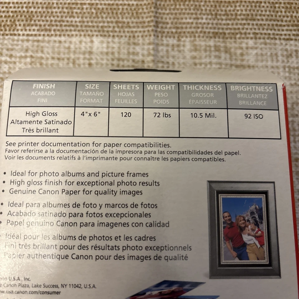 Canon Photo Paper Plus Glossy 4x6" 90 Sheets Gloss USA Made - Image 4 of 4
