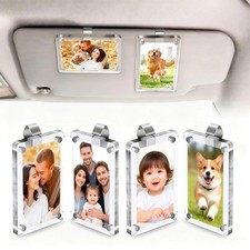 4 Pcs Magnetic Car Picture Holder for Sun Visor 2.4x3.5 Clear Acrylic Car P...
