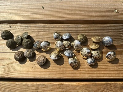 26 org vtg 1'' British great coat BRASS BUTTONS ER Queen Elizabeth Mary Rex retro