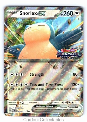 Snorlax ex 076/131 Double Rare Stamped Prismatic Evolutions Pokemon Near Mint