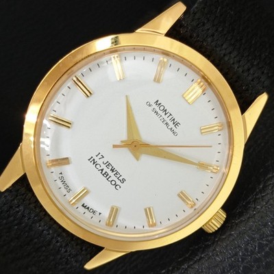 MONTINE HANDAUFZUG VINTAGE SWISS HERREN REFURBISHED WHITE DIAL UHR a441558-2