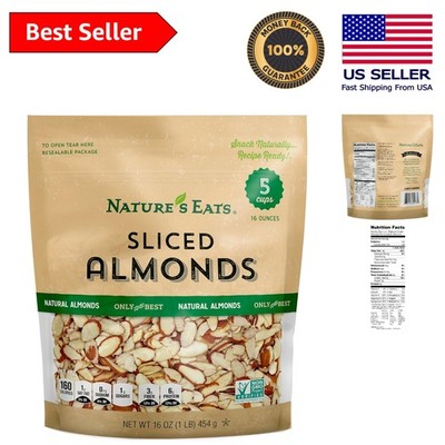 16 oz Resealable Natural Sliced Almonds - Gluten-Free Snack for Baking & Cooking