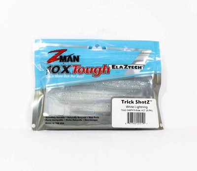 Zman Soft K�der Trick Shotz 4.2 Zoll 6/Pack White Lightning (2199)