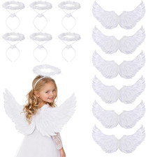 Cosweet 12 Pcs Halloween Angel Wings and Halo Headband for Girls Women