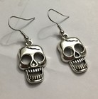 Skeleton Charm Earrings 3D Skulls Steampunk Gothic Halloween Skelly Bones Silver — photo 3