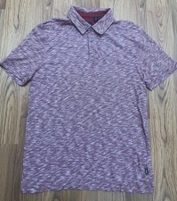 Hugo Boss Polo Shirt Mens Large Heathered Cotton Regular Fit Burgundy