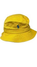 POLO RALPH LAUREN Yellow Toddler Bucket Hat Blue Pony Logo Size 2T-4T