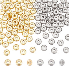 100 Pcs 2 Colors Stainless Steel Spacer Beads - 5Mm Flat round Loose Beads for D