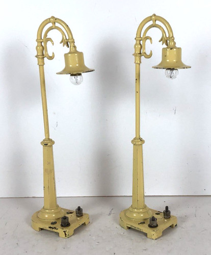 Two Lionel No. 58 Gooseneck Lamp Posts, Cream