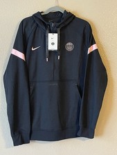Men  s XL NWT Paris Saint Germain Nike Travel Fleece Half Zip Hoodie Black