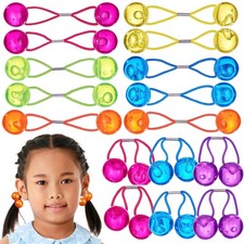24pc Ponytailers Large Round Ponytail Balls Twin Bead Hair Fun Colorful