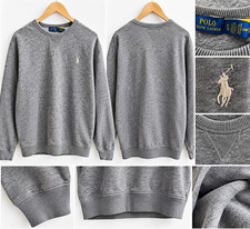 Polo Ralph Lauren Men's XL Gray Cotton Knit Crew Neck Pullover Sweater Logo