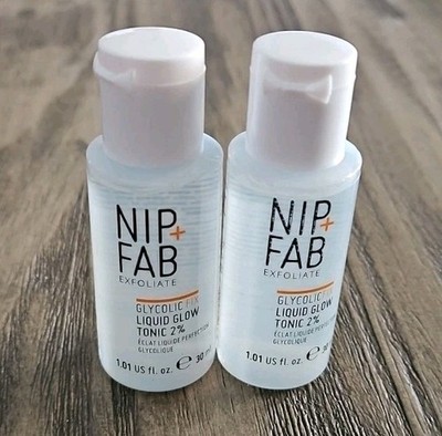 2X NIP + FAB Exfoliate GLYCOLIC FIX Liquid Glow Tonic 2% Sample Size 1.01 Oz