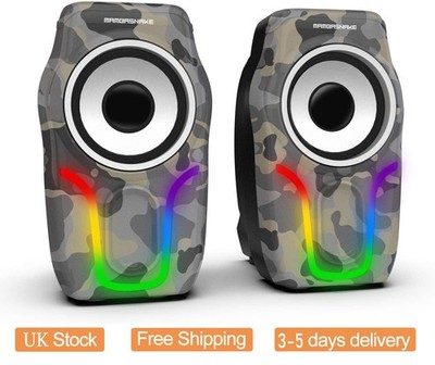 Surround Sound System LED PC Lautsprecher Gaming Bass USB kabelgebunden für Desktop Computer
