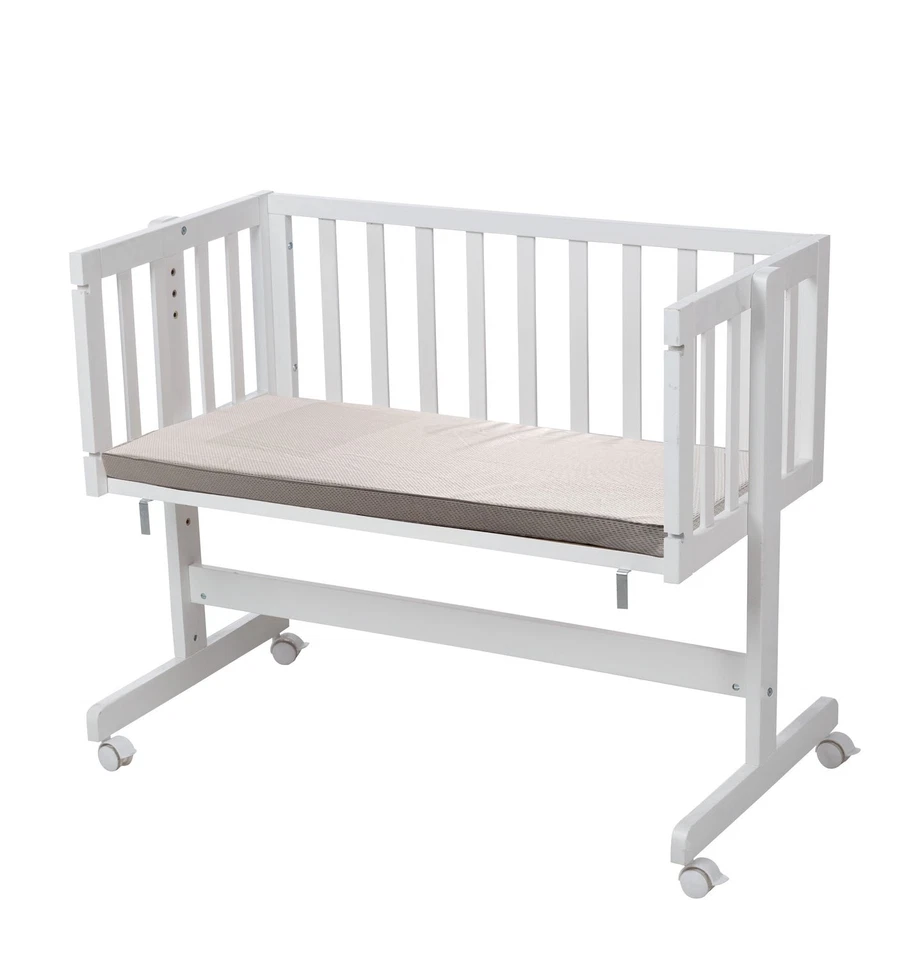 roba Beistellbett mit Matratze - Holz Weiß - Stubenbett Rollen Babybett - Bild 2 von 4