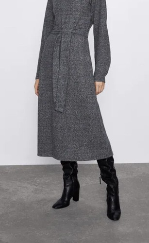 Zara charcoal grey soft touch belted 