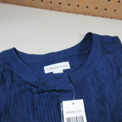 Coldwater Creek womens solid midnight navy pleated sleeveless button top XS NWT - 第 8/9 張圖片