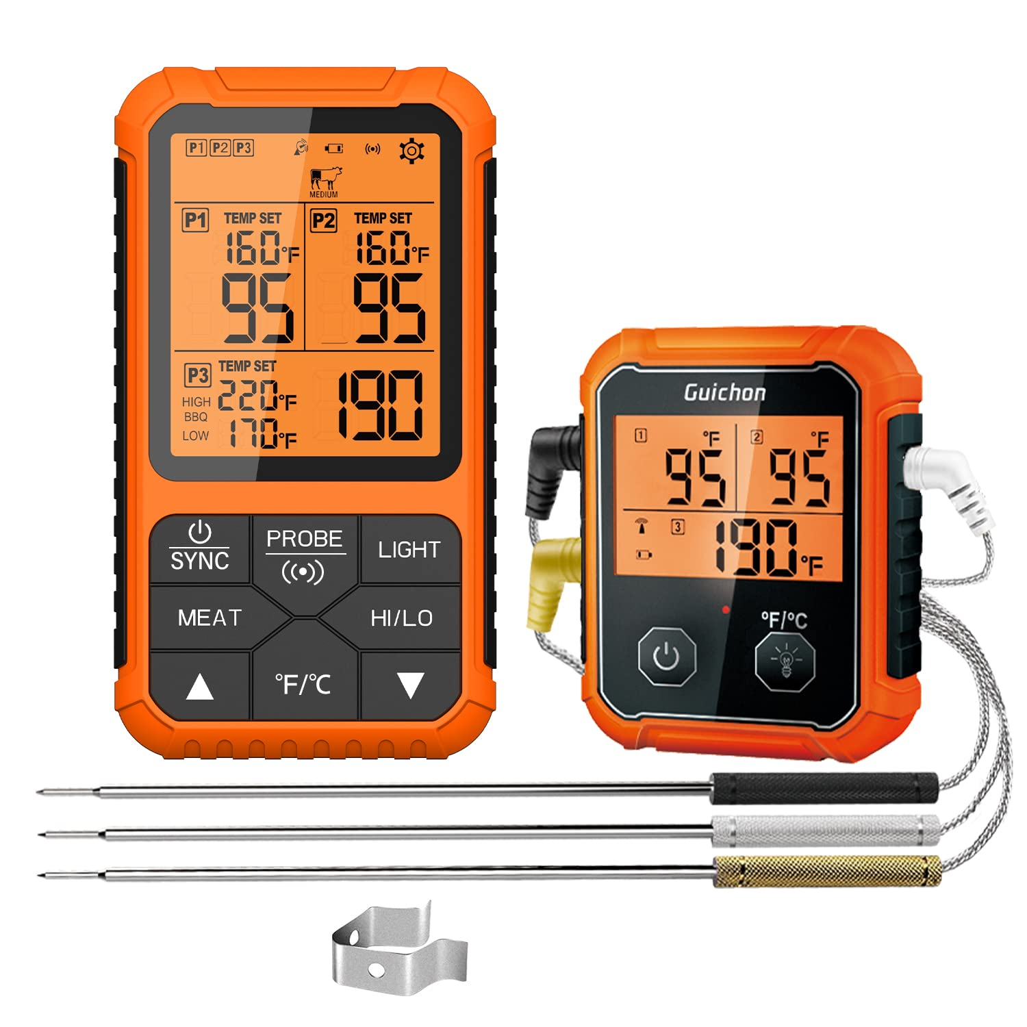 Wireless Meat Thermometer,  Digital Meat Thermometer with Temperature Pre-Alarm,-image