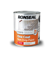 Ronseal  One Coat Stays White NonDrip Paint  Gloss Finish  2.5L