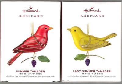 Hallmark Lady Summer Tanager & Summer Tanager Ornaments Beauty of Birds 2019