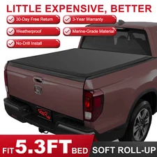 For 5.3FT 2017-2025 Honda Ridgeline Soft Roll-Up Truck Bed Tonneau Cover 64"