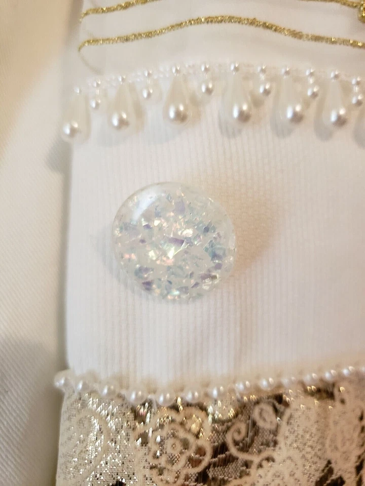 VTG The Icing Womens White Beaded and Gold Trim Embellished  High Rise Shorts 12 - Image 3 of 4