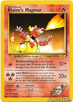 Pokemon Gym Heroes Card  37/132 Blaine's Magmar