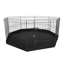 24" H Dog Playpen 8 Panels Foldable Metal Dog Exercise Pen with Bottom Pad