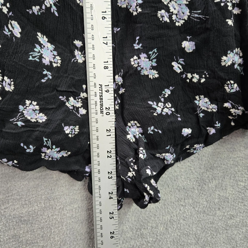 Mameluco Hollister Mujer L Negro Floral Viscosa Volantes Manga Foto 4 de 4