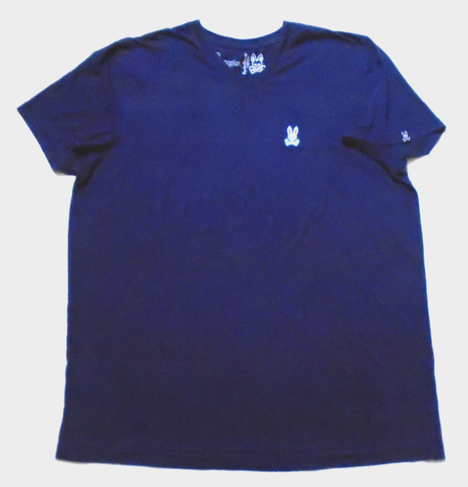 Psycho Bunny T-Shirt V Neck Bunny Cross Bones Logo Blue Mens XL View 2