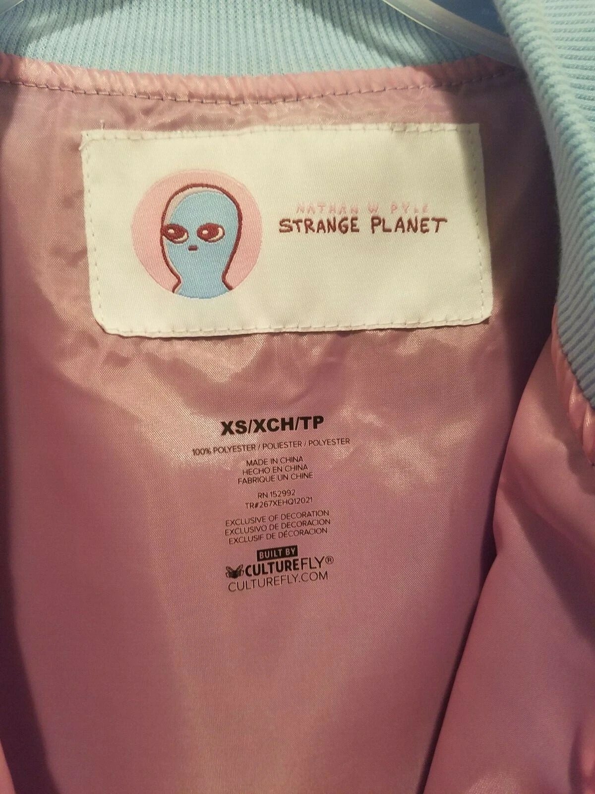 Strange Planet Nathan Pyle Alien Bubbles Blue Windbreaker Bomber Jacket XS image 6